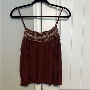 American Eagle Outfitters Brick Red Embroidered Camisole
